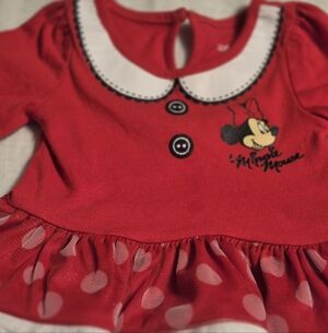 Disney Baby Minnie Mouse Vibrant Red Sweater With Faux Fur Ruffle Size 12 Months